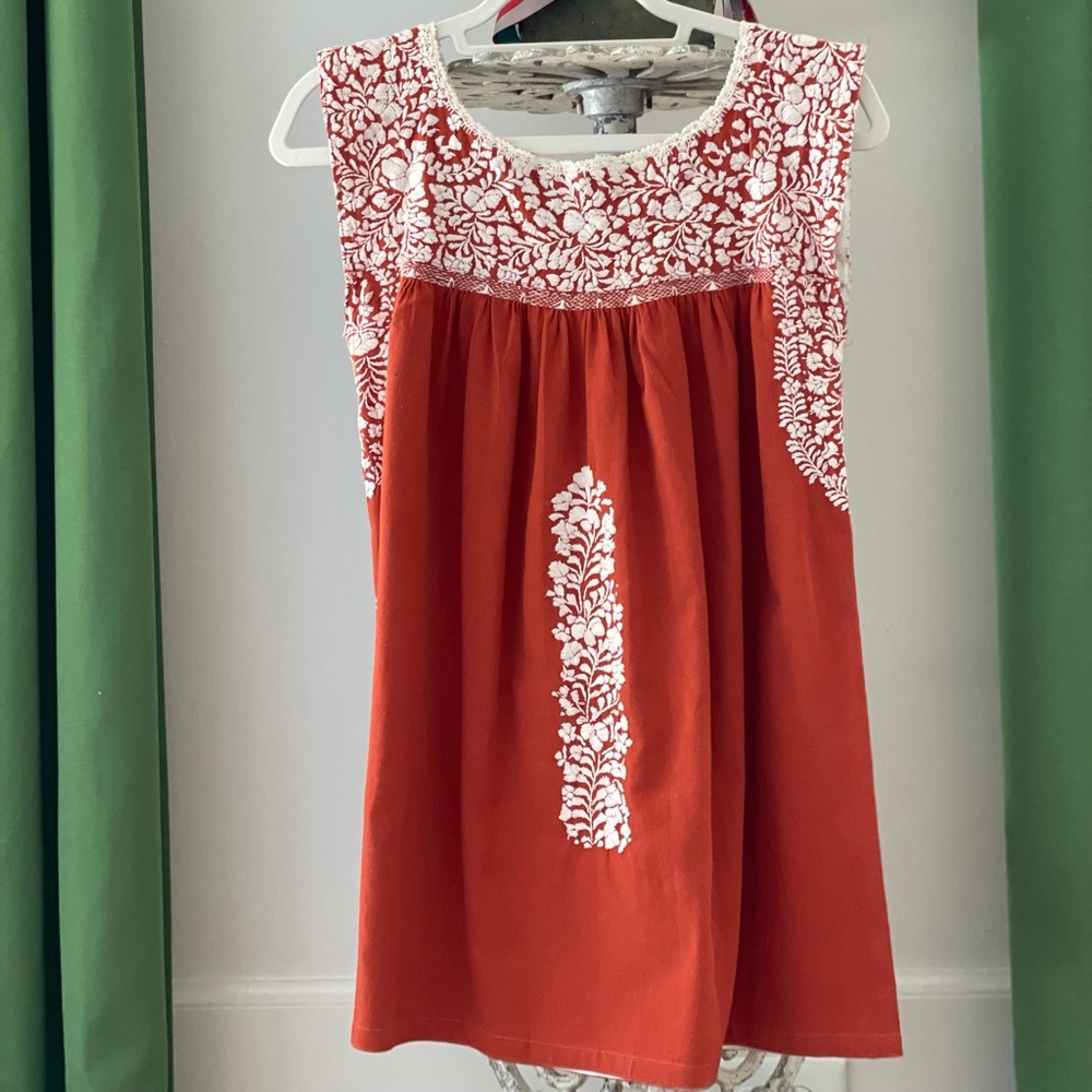 Orange Mi Golondrina Flores Blouse XS